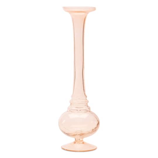 Pink Glass Stem Vase Set